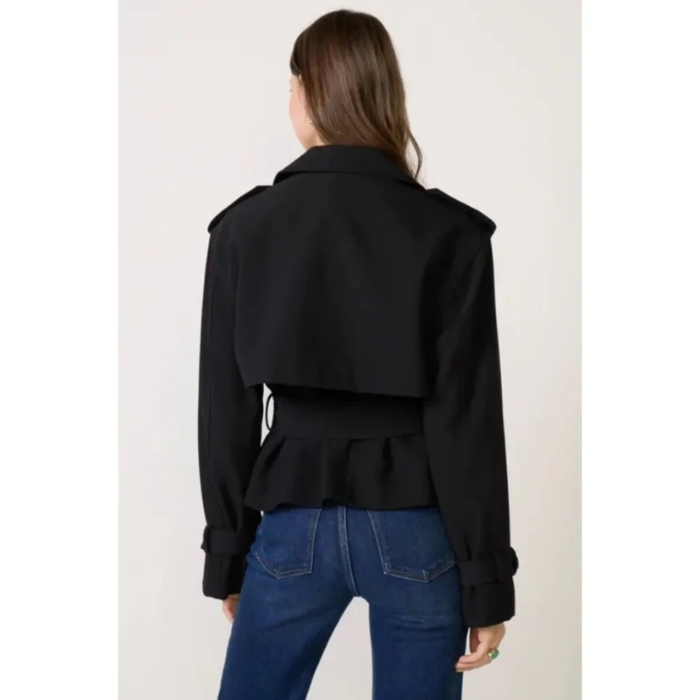 Favorite Daughter Women's Black The Cropped Charles Trench Size Large - Picture 3 of 8